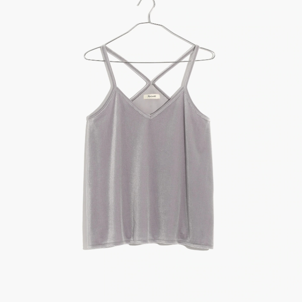 Madewell Velvet Velour Knit Gray Strappy Cami Top